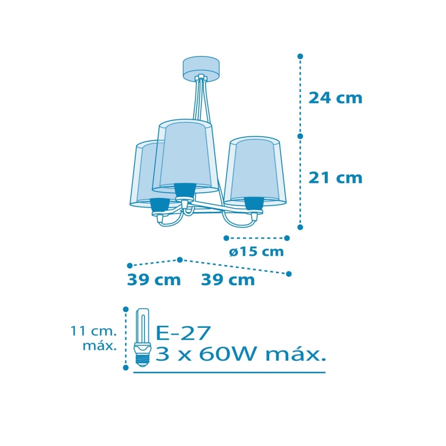 Dalber 81197T - Bērnu lustra LIGHT FEELING 3xE27/60W/230V