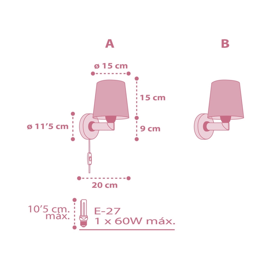 Dalber 82469 - Bērnu sienas lampa FLAMINGO 1xE27/15W/230V