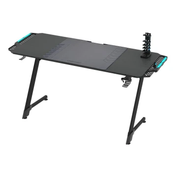 Datorspēļu galds SNAKE ar LED RGB fona apgaismojumu 156x60 cm melna