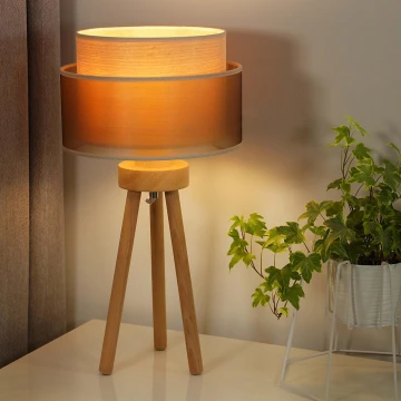 Duolla - Galda lampa WOOD BOHO 1xE27/15W/230V varš/brūna/bēša