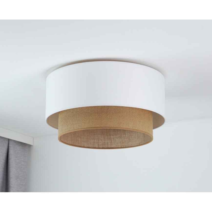 Duolla - Griestu lampa BOHO 1xE27/15W/230V d. 45 cm balta/brūna