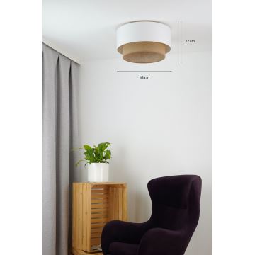 Duolla - Griestu lampa BOHO 1xE27/15W/230V d. 45 cm balta/brūna