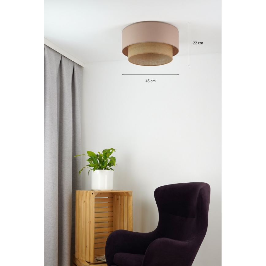 Duolla - Griestu lampa BOHO 1xE27/15W/230V d. 45 cm bēša/brūna