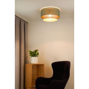 Duolla - Griestu lampa BOHO 1xE27/15W/230V d. 45 cm zaļa/brūna