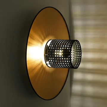 Duolla - Sienas lampa TOKYO RATTAN 1xE27/15W/230V zelta/melna