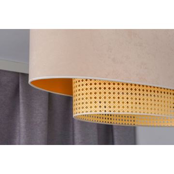 Duolla - Virsapmetuma lustra DOUBLE OVAL RATTAN 2xE27/15W/230V krēmkrāsa/rotanga