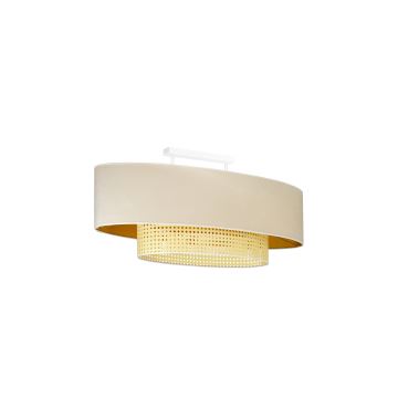 Duolla - Virsapmetuma lustra DOUBLE OVAL RATTAN 2xE27/15W/230V krēmkrāsa/rotanga