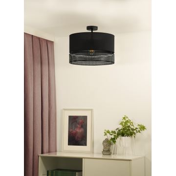 Duolla - Virsapmetuma lustra DOUBLE RATTAN 1xE27/15W/230V melna