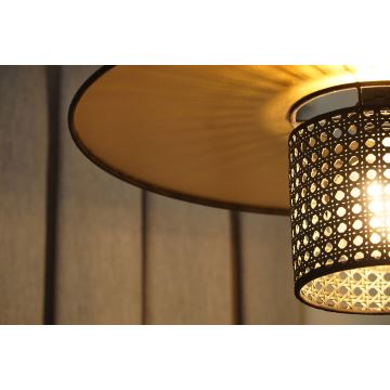 Duolla - Virsapmetuma lustra TOKYO RATTAN 1xE27/15W/230V zelta/melna