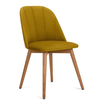 Ēdamistabas krēsls BAKERI 86x48 cm dzeltena/gaišs ozolkoks