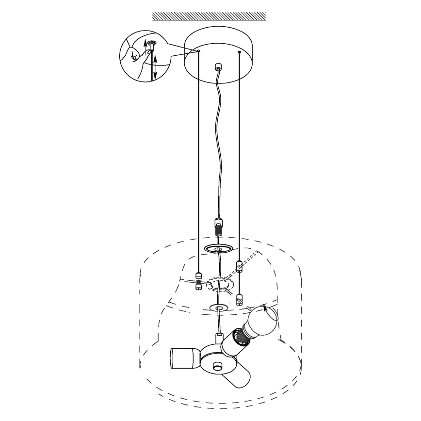 Eglo - Piekarama lustra ar vadu 3xE27/60W/230V