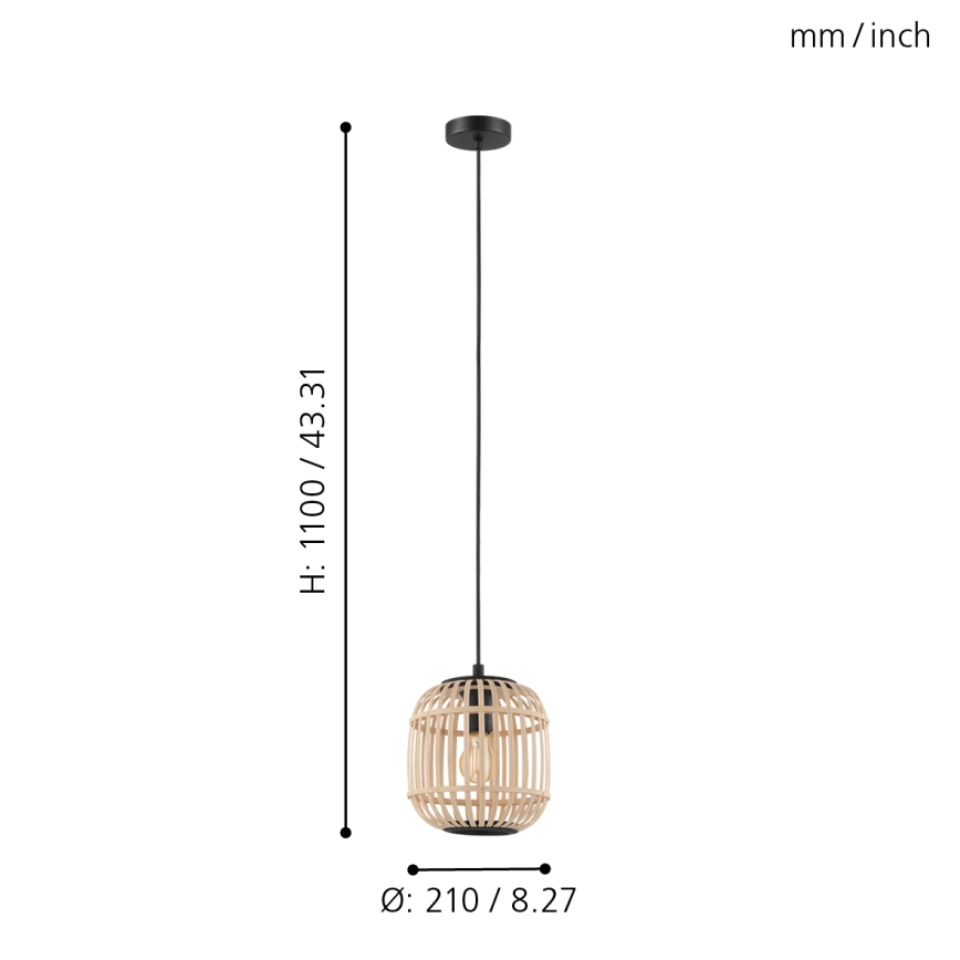 Eglo 43231 - Lustra ar auklu BORDESLEY 1xE27/28W/230V apkārtmērs 210mm