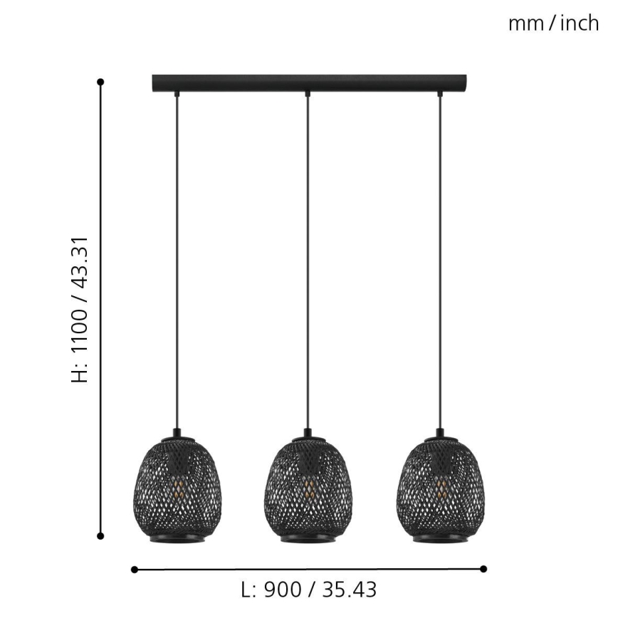 Eglo - Lustra uz auklas 3xE27/40W/230V