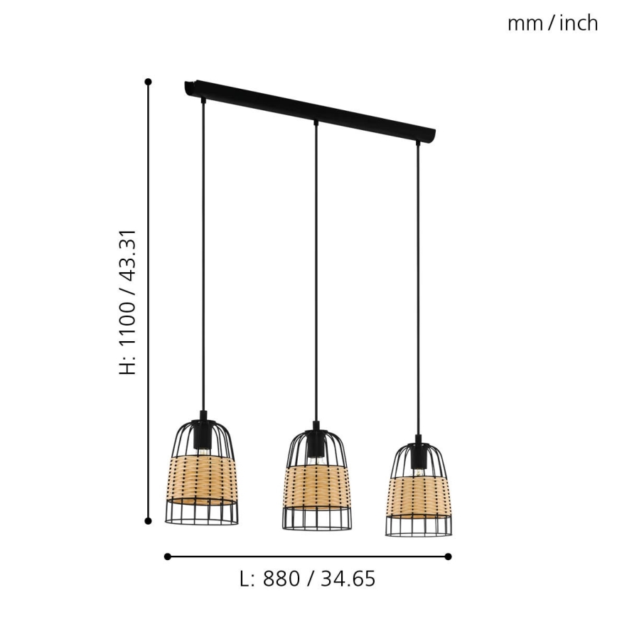 Eglo - Lustra ar auklu 3xE27/40W/230V