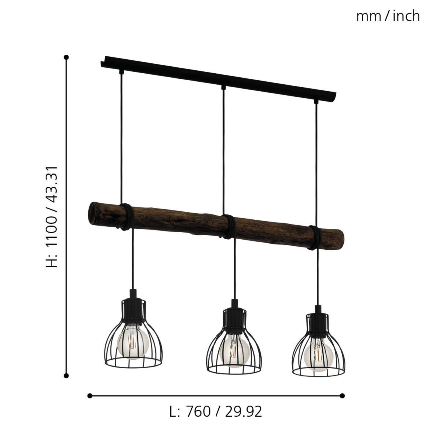 Eglo - Lustra ar auklu 3xE27/40W/230V