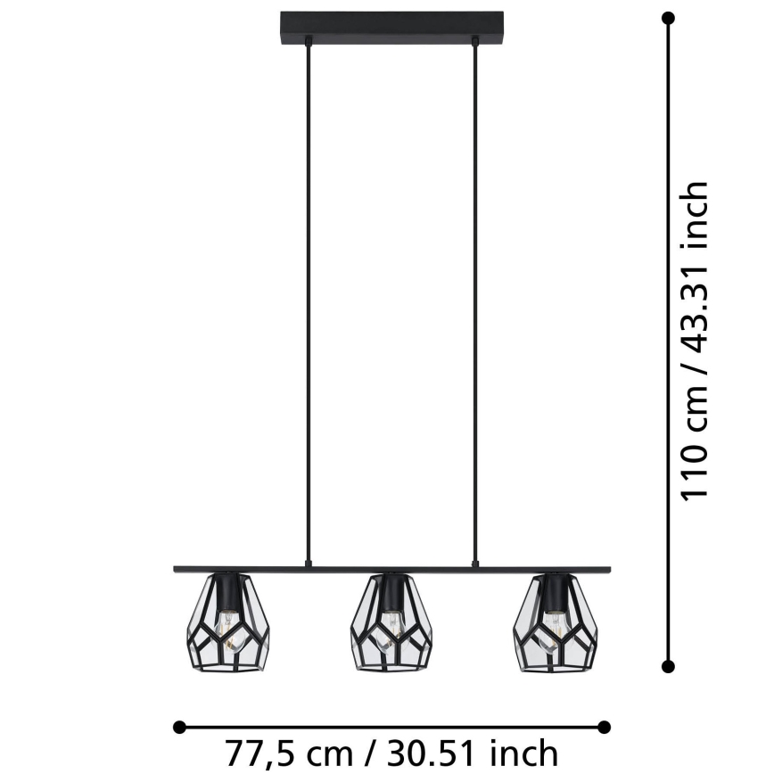 Eglo - Lustra ar auklu 3xE27/40W/230V