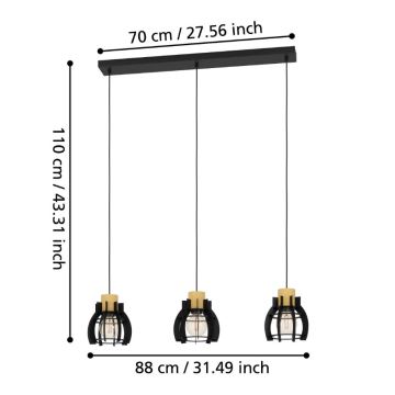 Eglo - Lustra ar auklu 3xE27/40W/230V