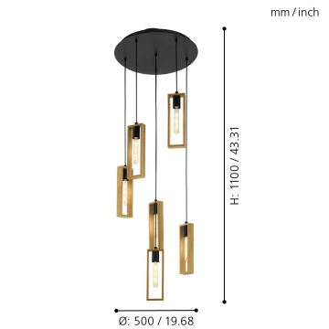 Eglo - Lustra ar auklu 6xE27/60W/230V - FSC sertificēts