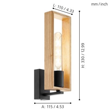 Eglo - Sienas lampa 1xE27/60W/230V - FSC sertificēts