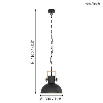 Eglo - Lustra ar ķēdi 1xE27/28W/230V - FSC sertificēts