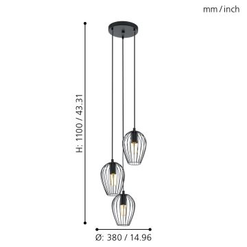 Eglo - Lustra 3xE27/60W/230V