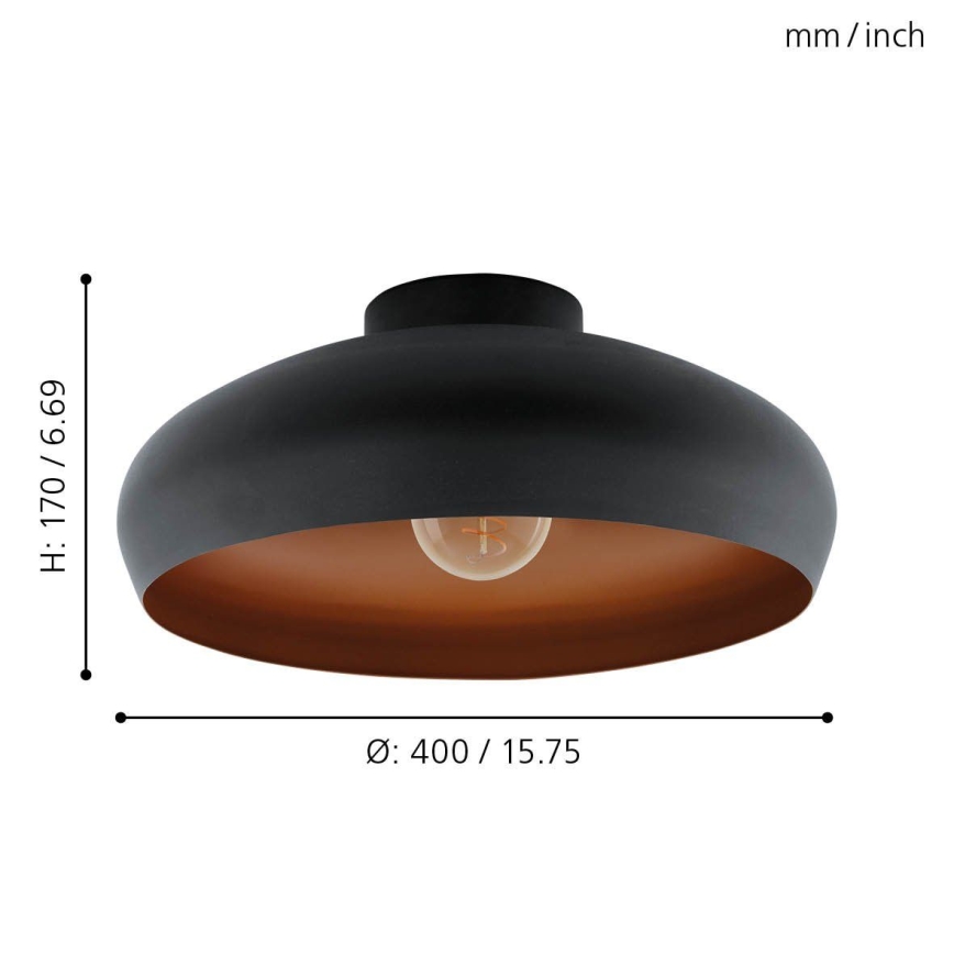 Eglo 55248 - Griestu lampa MOGANO 1xE27/60W/230V melna