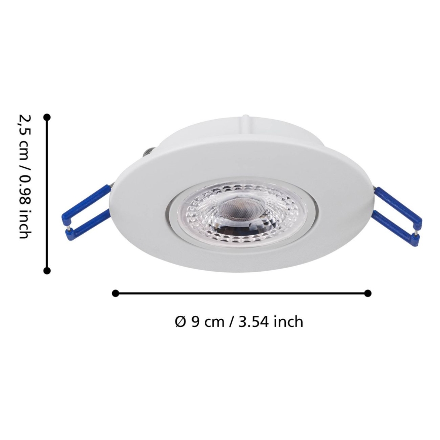 Eglo 75763 - KOMPLEKTS 3x LED Iegremdējama lampa ZUJAR LED/3,4W/230V balta