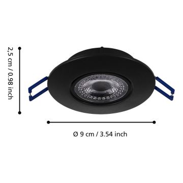 Eglo 75765 - KOMPLEKTS 3x LED Iegremdējama lampa ZUJAR LED/3,4W/230V melna