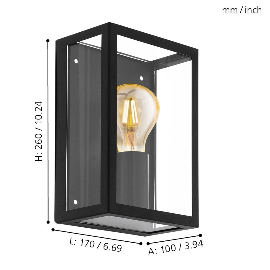 Eglo 780427 - Āra sienas lampa ALGECIRAS 1xE27/60W/230V IP44 melna