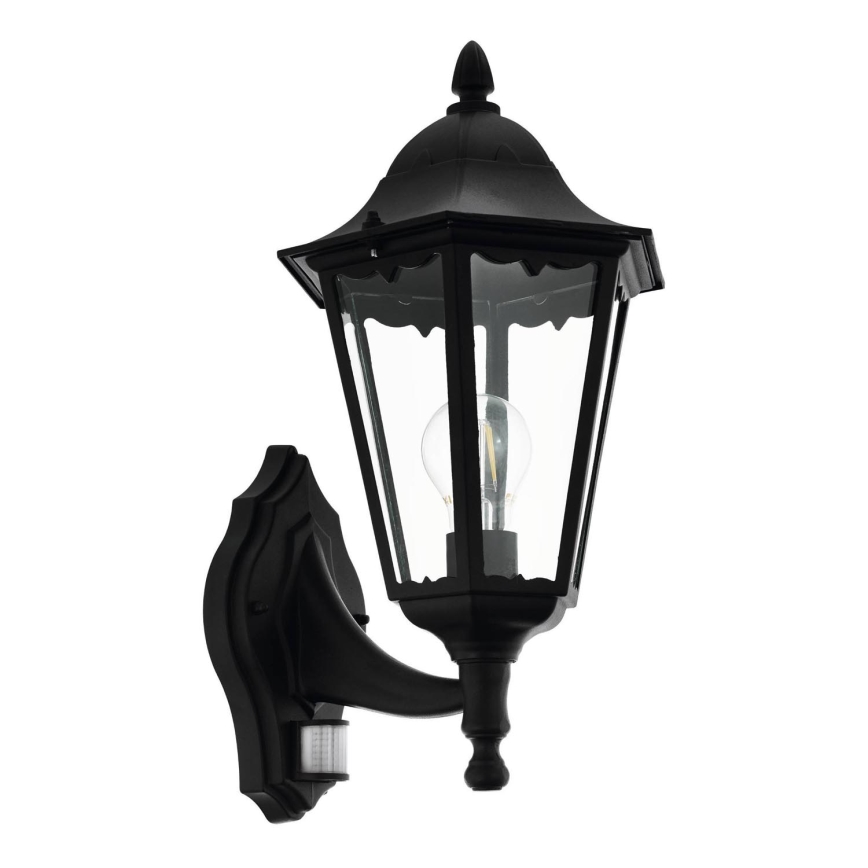 Eglo 79556 - Āra sienas lampa ar sensoru SANTA LUCIA 1xE27/60W/230V IP44 melna