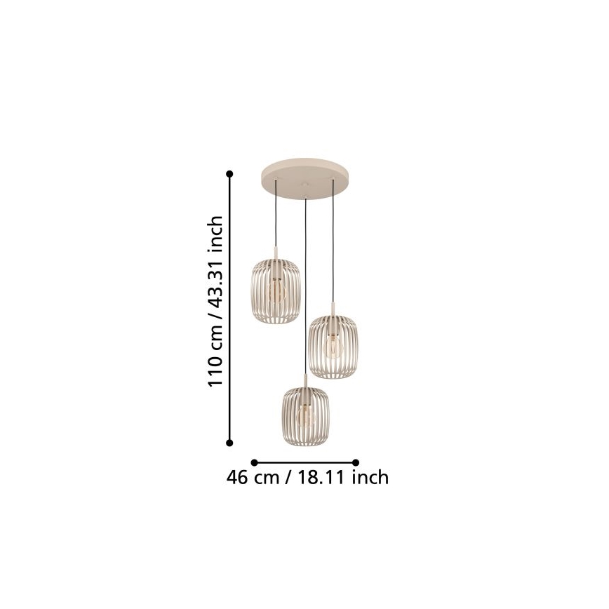 Eglo - Lustra ar auklu 3xE27/40W/230V bēša