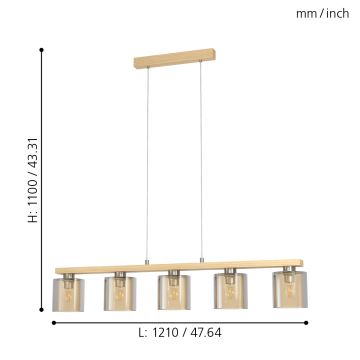 Eglo - Lustra ar auklu 5xE27/28W/230V - FSC sertificēts