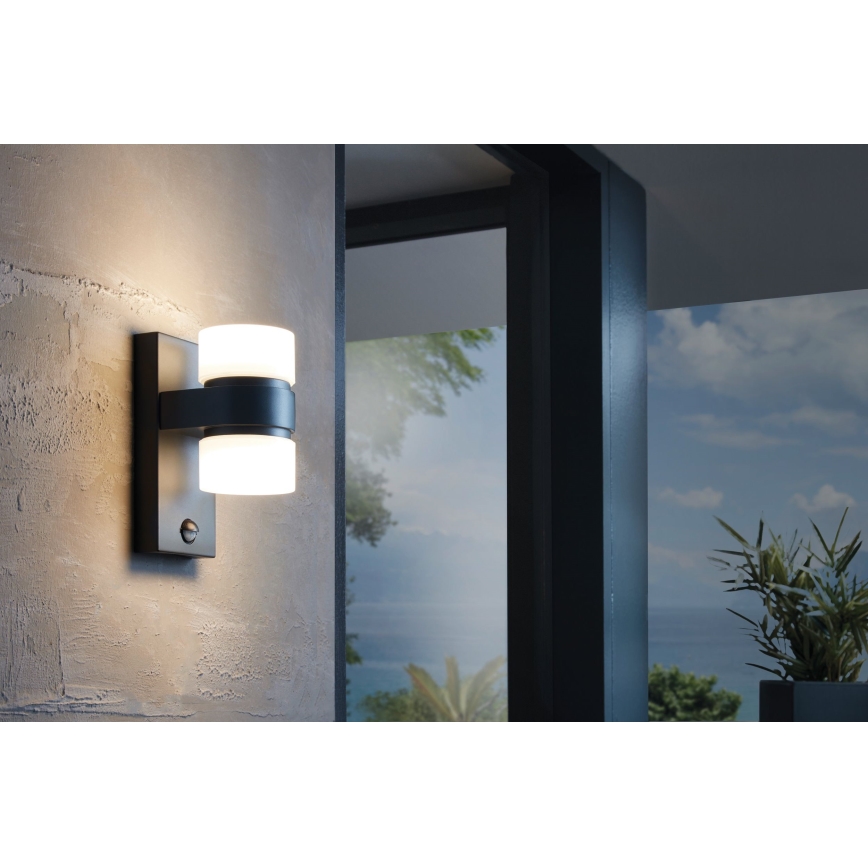 Eglo - Āra LED sienas gaismeklis ar sensoru 2xLED/6W IP44