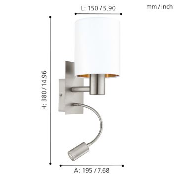 Eglo - LED Pielāgojama lampa 1xE27/40W+LED/3,8W balta