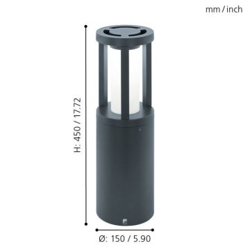 Eglo 97252 - Āra LED lampa GISOLA 1xLED/12W/230V IP44 450 mm 