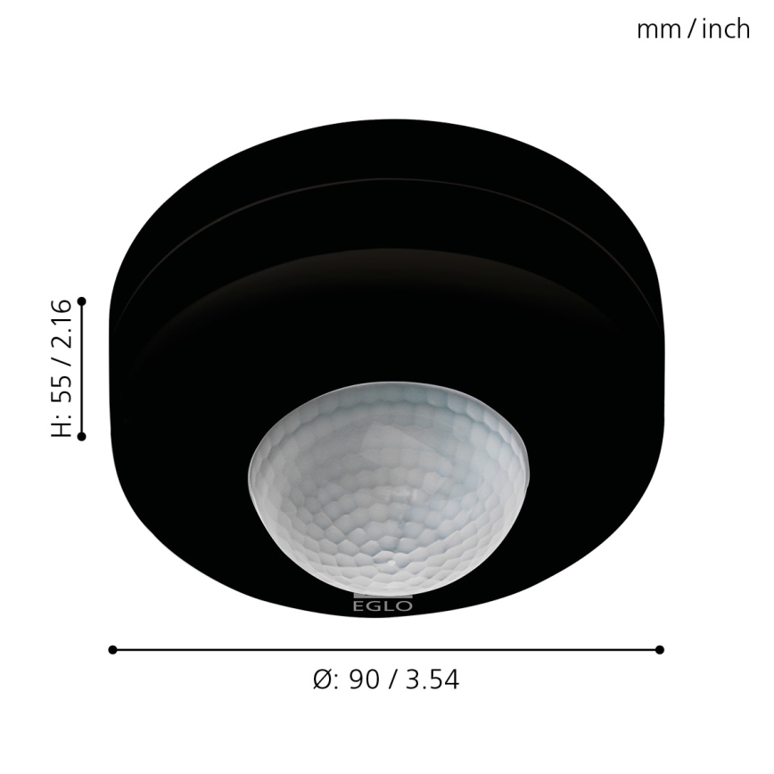 Eglo - Āra kustību sensors 12 m melns IP44