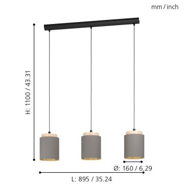 Eglo - Lustra ar auklu 3xE27/40W/230V