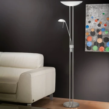 EGLO - Aptumšojama grīdas stāvlampa 1xR7s/230W+1xG9/33W matēts hroms