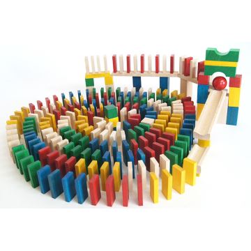 EkoToys - Koka domino krāsains, 430 gab.