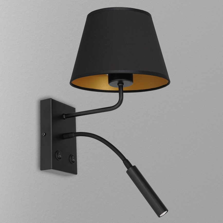 Elastīga lampa ARDEN 1xE27/60W/230V + 1xG9/8W melna/zelta