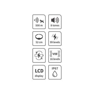 Elektriskā suņu apmācību apkakle 52cm 500m 3,7V IP67