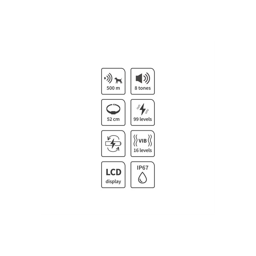 Elektriskā suņu apmācību apkakle 52cm 500m 3,7V IP67
