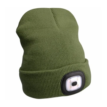 Extol - Cepure ar lukturi un USB uzlādi 300 mAh zaļa, izmērs UNI