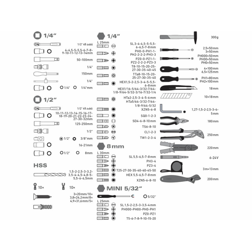 Extol - Instrumentu komplekts 303 gab.