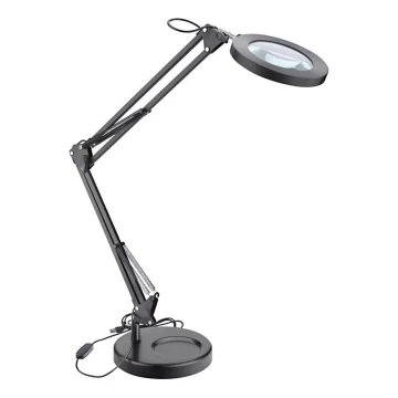 Extol - LED Aptumšojama galda lampa ar palielināmo stiklu LED/8W/5V 2900/4500/7500K melna