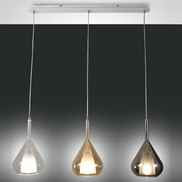 Fabas Luce 3481-48-297 - Lustra ar auklu LILA 3xE27/40W/230V caurspīdīga/zelta/pelēka