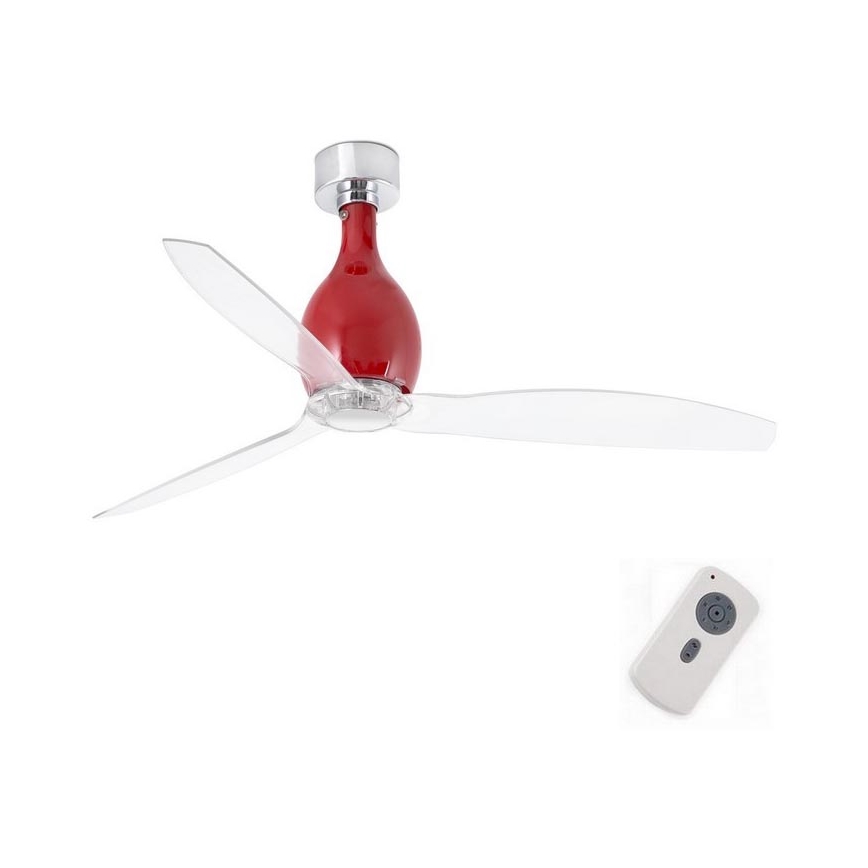 FARO 32029 - Griestu ventilators MINI ETERFAN sarkana/caurspīdīga d. 128 cm + tālvadības pults