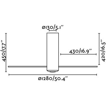 FARO 32035- Griestu ventilators TUBE FAN melna/caurspīdīga d. 128 cm + tālvadības pults