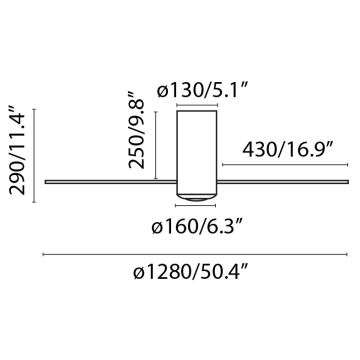 FARO 32041WP - Griestu ventilators MINI TUBE FAN melns Wi-Fi d. 128 cm + tālvadības pults