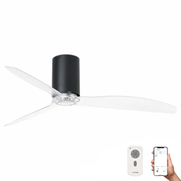 FARO 32041WP - Griestu ventilators MINI TUBE FAN melns Wi-Fi d. 128 cm + tālvadības pults